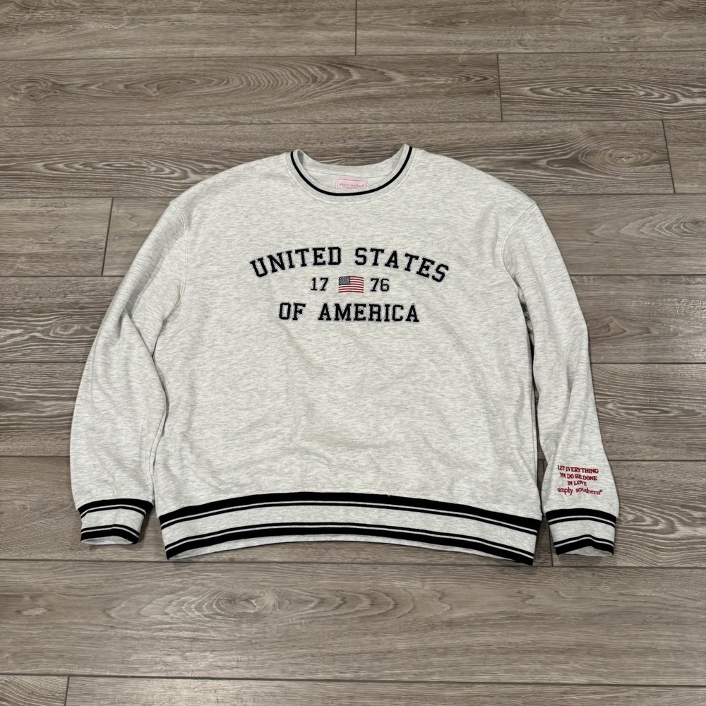 Varsity Style Simply Southern Americana Crewneck Sweatshirt Women's Patriotic‎